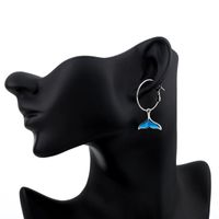 Stylish Cute Blue Fish Tail Opening Earrings main image 3