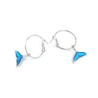 Stylish Cute Blue Fish Tail Opening Earrings main image 4