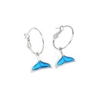 Stylish Cute Blue Fish Tail Opening Earrings main image 6