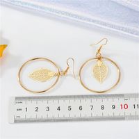 New Charm Gold And Silver Round Openwork Leaves Big Earrings Retro main image 3
