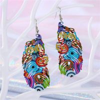 New Color Peacock Feather Big Earrings Retro Silver main image 5
