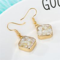 New Diamond-shaped Stone Shell Earrings Vintage Resin Earrings main image 4