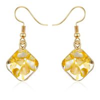 New Diamond-shaped Stone Shell Earrings Vintage Resin Earrings main image 5