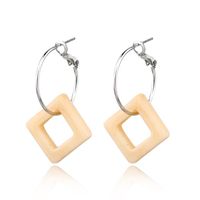 Leopard-print Square Acrylic Acetate Earrings Round Opening Earrings Retro main image 4