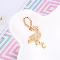 New Fashion Stainless Steel Not Open Ear Ring Flamingo Rhinestone Pattern Earrings main image 3