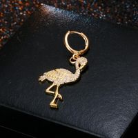 New Fashion Stainless Steel Not Open Ear Ring Flamingo Rhinestone Pattern Earrings main image 4