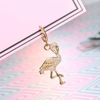 New Fashion Stainless Steel Not Open Ear Ring Flamingo Rhinestone Pattern Earrings main image 6