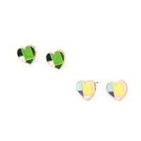 Cute And Compact Korean Love Heart-shaped Colored Earrings main image 5
