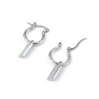 Cute Sleek Minimalist Silver Matte Lock Opening Earrings main image 3