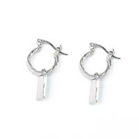 Cute Sleek Minimalist Silver Matte Lock Opening Earrings main image 4