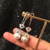 Micro-inlaid Zircon Flower Pearl Earrings Sweet main image 5