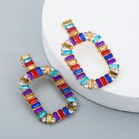 Fashion Simple Rainbow Earrings Alloy Diamond Square Color Acrylic Female main image 1
