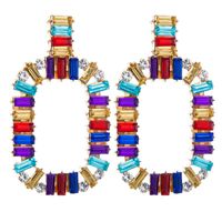 Fashion Simple Rainbow Earrings Alloy Diamond Square Color Acrylic Female main image 6