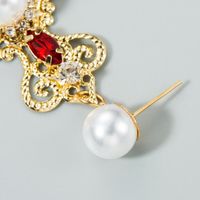 Earrings Women's Fashion Retro Baroque Diamond Cross Long Paragraph With Pearl Earrings main image 5