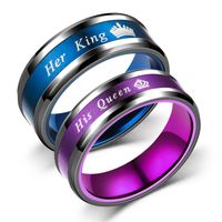 Fashion New Black Blue Black Purple Queen Ring King Queen sku image 1