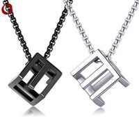 Europe And The United States Hollow Square Love Cubes Men And Women Necklace sku image 3