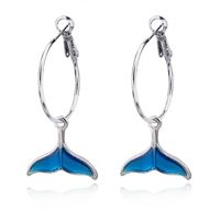 Stylish Cute Blue Fish Tail Opening Earrings sku image 1