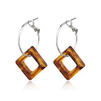 Leopard-print Square Acrylic Acetate Earrings Round Opening Earrings Retro sku image 3