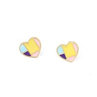 Cute And Compact Korean Love Heart-shaped Colored Earrings sku image 1
