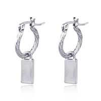 Cute Sleek Minimalist Silver Matte Lock Opening Earrings sku image 1