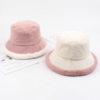 Automne Et D'hiver De Chapeau Femmes De Style Coréen À La Mode Seau Chapeau De Mode Artistique En Peluche Hiver Chaud Chapeau Doux Fille Chapeau En Velours Côtelé main image 3