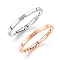 O Rose Gold Single Diamond Titanium Steel Ladies Ring Simple Fashion Accessories main image 2