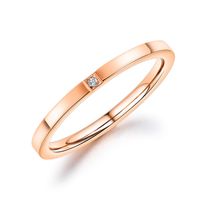 O Rose Gold Single Diamond Titanium Steel Ladies Ring Simple Fashion Accessories main image 6