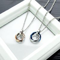 New Three-ring Pendant Titanium Steel Ring Interlocking Necklace Couple Stainless Steel Jewelry main image 4