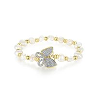 Jinse Ling Schmetterlings Armband Mode Damen Perlen Armband Armband Koreanische Version Des Neuen Kupfer Eingelegten Zirkonium Schmetterling Bankett Armband main image 1