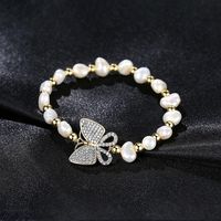 Jinse Ling Schmetterlings Armband Mode Damen Perlen Armband Armband Koreanische Version Des Neuen Kupfer Eingelegten Zirkonium Schmetterling Bankett Armband main image 5