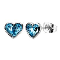 Heart Shaped Simple Austrian Crystal Stud Earrings Girls Earrings main image 1