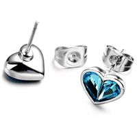 Heart Shaped Simple Austrian Crystal Stud Earrings Girls Earrings main image 5