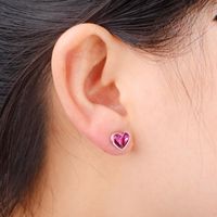 Heart Shaped Simple Austrian Crystal Stud Earrings Girls Earrings main image 6
