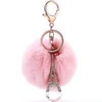 New Diamond-studded Cute Eiffel Tower Crystal Diamond Ball Bag Pendant Keychain main image 1