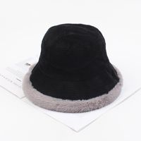Female Fisherman Hat Fashion Literary Plush Warm Hat Soft Sister Corduroy Cap sku image 1