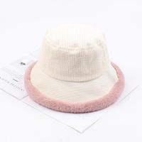 Female Fisherman Hat Fashion Literary Plush Warm Hat Soft Sister Corduroy Cap sku image 2