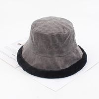 Female Fisherman Hat Fashion Literary Plush Warm Hat Soft Sister Corduroy Cap sku image 3