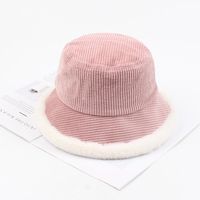 Female Fisherman Hat Fashion Literary Plush Warm Hat Soft Sister Corduroy Cap sku image 4