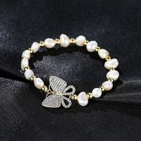 Jinse Ling Schmetterlings Armband Mode Damen Perlen Armband Armband Koreanische Version Des Neuen Kupfer Eingelegten Zirkonium Schmetterling Bankett Armband sku image 1