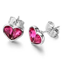 Heart Shaped Simple Austrian Crystal Stud Earrings Girls Earrings sku image 2