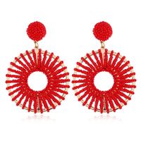 European And American Fashion Retro Circle Hollow Earrings Rice Beads main image 3