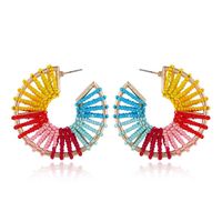 Européenne Et Américaine De La Mode Rétro Caractéristique Ventilateur En Forme De Creux Boucles D'oreilles  Perle  Chaude Boucles D'oreilles Boucles D'oreilles En Gros main image 2