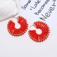 European And American Fashion Retro Fan-shaped Hollow Rice Beads Explosion Earrings main image 3