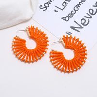 European And American Fashion Retro Fan-shaped Hollow Rice Beads Explosion Earrings main image 5