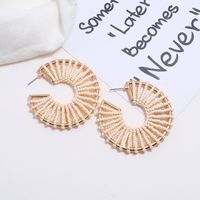 European And American Fashion Retro Fan-shaped Hollow Rice Beads Explosion Earrings main image 6
