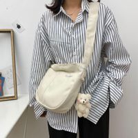 Korea Ins Student Casual Personality Embroidery Canvas Slung Child Fun Bear Shoulder Bag main image 6