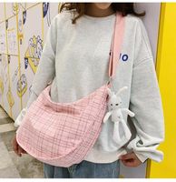 Fashion Small Fresh Plaid Canvas Shoulder Soft Cute Girl Student Messenger Bag main image 5