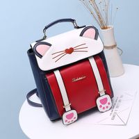 Japonais Mignon Drôle Trois-dimensions Chat Sac À Dos Personnalité Créative De Bande Dessinée Élève Des Animaux Main Cartable Femmes De Sac main image 6