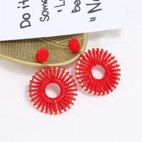 European And American Fashion Retro Circle Hollow Earrings Rice Beads sku image 1