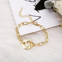 Stylish Geometric Cutout Gold Metal Bracelet main image 4